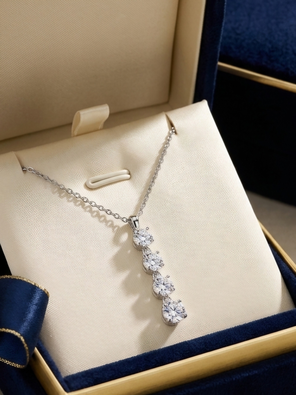 Moissanite 4 Stone Drop Necklace - Women Jewelry